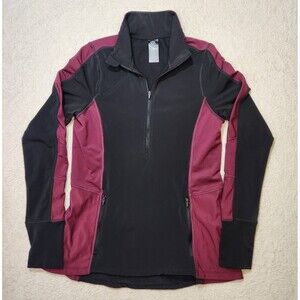 Champion Women’s M 1/4 zip Athletic Pullover Black Burgundy Colorblock